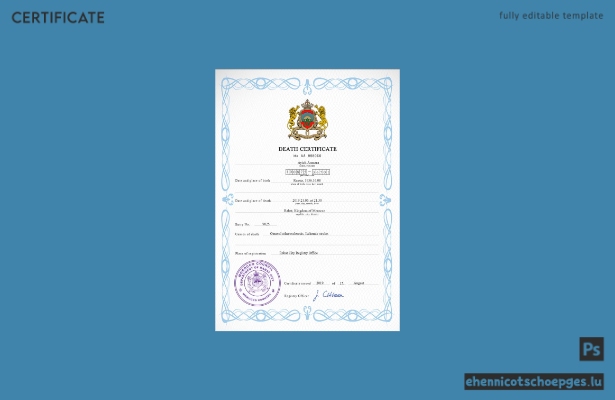 Marokkanisches Personenstandsregister: Sterbeurkunde (PSD-Beispielvorschau)